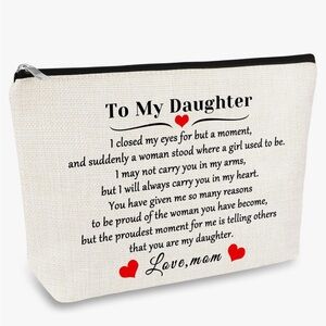 NEW Love, Mom 'To My Daughter' Canvas Zipper Pouch